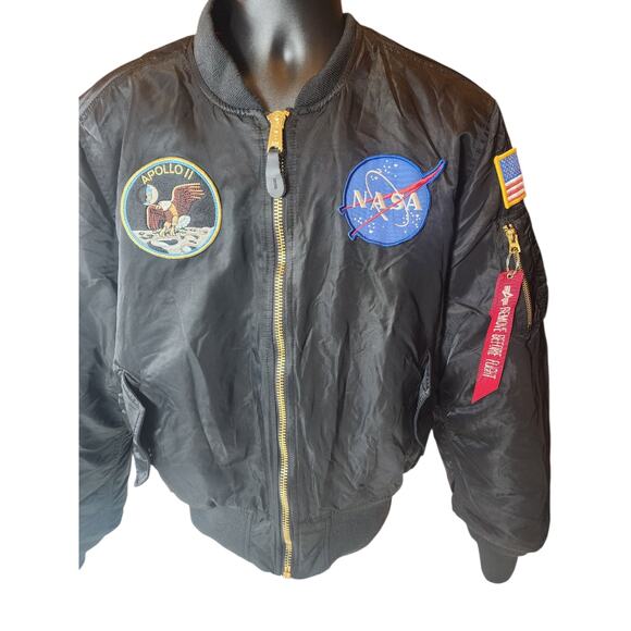 Alpha Industries NASA Apollo MA-1 Bomber Jacket Large Flight USAF Space Aviation - Picture 7 of 16